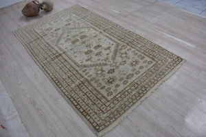 Turkish Vintage Natural Yagcibedir Anatolian Handmade Wool Carpet 82.2 x 48 in - Picture 1 of 12