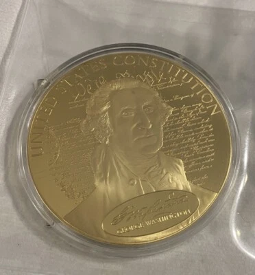 Founding Fathers 2014 George Washington Colossal Commemorative Coin 24 Ct Gold P - Image 1 of 4