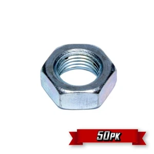 Hex Jam Nut, 1/2"-20 RH Thread, Zinc {50pk} - Picture 1 of 2