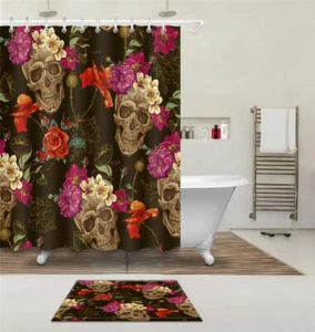 Hell Flowers Waterproof Bathroom Polyester Shower Curtain Liner Water Resistant - Imagen 1 de 7