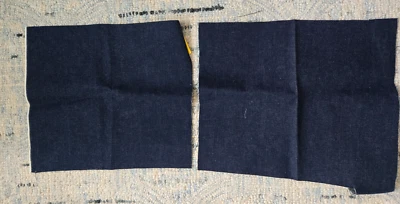 2 remnant pieces 11" x 13" Dark Blue Heavyweight Denim - Image 1 of 2