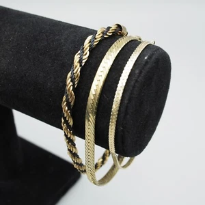 Gold Tone Bracelets Lot of 3 - (2) Herringbone (1) Twist - Picture 1 of 7