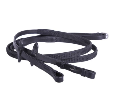 EQUIPRIDE English Reins Bio Grip Reins Pelle Ultra Flessibili per Bridle Nero & Marrone