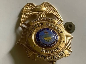 Vintage Chester County Prison Treatment Specialist Hat Badge - Picture 1 of 3