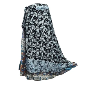 Wrap around Skirt Maxi Silk Blend Recycled Beach Holiday One Size 8 10 12 14 16 - Picture 1 of 7