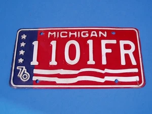 1976 MICHIGAN LICENSE PLATE USED GOOD CONDITION 1976 BICENTENNIAL 1101FR - Picture 1 of 1