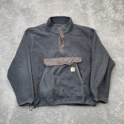Carhartt Jacket Mens XXL Gray Sherpa Fleece Coat Relaxed Snap Front  Workwear - Image 1 of 4