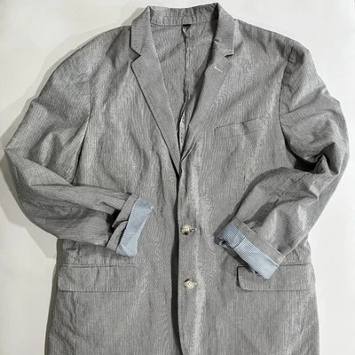 J. Crew Ludlow Somelos Cotton Linen Blazer Suit Mens 42R Gray Striped Office - Image 1 of 4