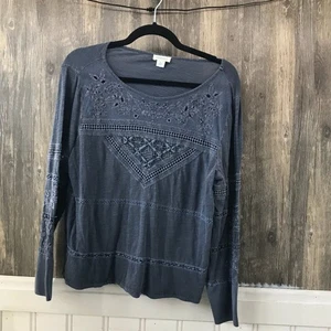 Camicia Sundance Oberon blu in jersey di pizzo ricamato taglia Lp - Foto 1 di 4