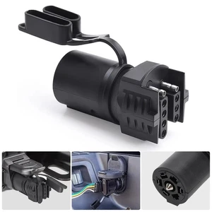 7 Pin Round to 4/5 Pins Flat Trailer Adapter Wiring Plug for Truck RV Tow Lights - Picture 1 of 7