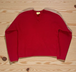 Maglione pullover vintage anni 90 Y2K Twee Limited lana di agnello donna taglia small rosso scollo a V - Foto 1 di 9