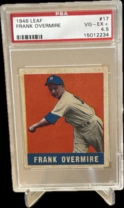 1948 Leaf #17 Frank Overmire RC, Detroit Tigers, PSA 4.5 VG-EX+ Rookie, Vintage. - Bild 1 von 4