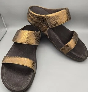 fitflops size 9 Metallic Bronze Gold Snakeskin Wobbleboard - Imagen 1 de 15
