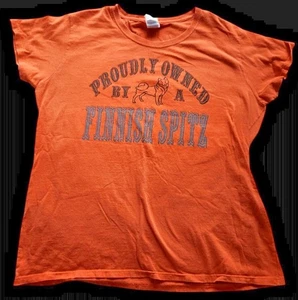 T-Shirt "Proudly Owned By A Finnish Spitz" Gildan Orange Gr. XL Jugend Hund Welpe - Bild 1 von 7