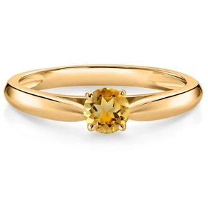 10K Yellow Gold Citrine Solitaire Engagement Ring For Women (0.26 Cttw, - Picture 1 of 24
