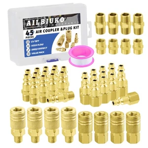 Kit Accoppiatore e Spina,45 Pezzi 1/4" NPT Set di Raccordi Utensili,Raccordo Tubo Collegamento Rapido... - Foto 1 di 6