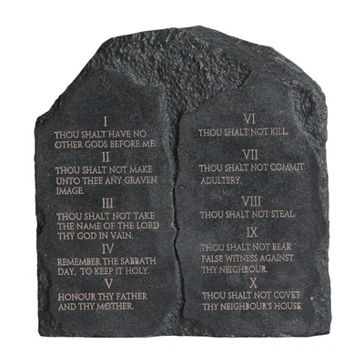 Ten Commandments Tabletop Decor - 6.8-Inch Black Stone Religious Sculpture fo... - Image 1 of 4