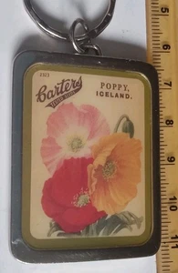 VINTAGE Olde Metal Keyring Food Lunch Carters Iceland seeds poppy floral - Picture 1 of 6