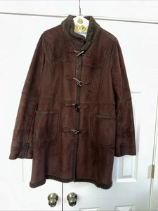 Talbots Women’s Brown Faux Suede Faux Shearling Coat – Size Large - Picture 1 of 14