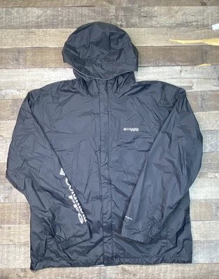 Columbia PFG Chaqueta Para Hombres XL Negra Pesca Lluvia Cortavientos Nylon Cremallera Malla Forrada Foto 1 de 4