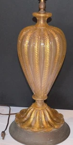 Vintage Midcentury Barovier & Toso Murano Glas Cordonato D'Oro Lampe Italien MCM - Bild 1 von 8