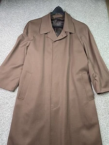 Raspinni De Luxe Trench Coat Mens Large Brown 100% Wool Coat Business City - Bild 1 von 14