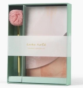 Diary Journal With Pom Pen Set "Take Note" Garven Pink Write Thoughts And Plans - Picture 1 of 4