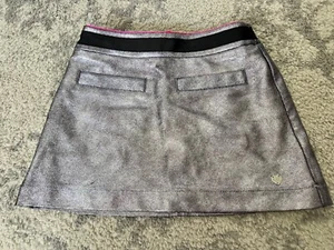Girls Juicy Couture Fancy Skirt Silver Mock Pockets Back Zip Closure Size 5 - Picture 1 of 10
