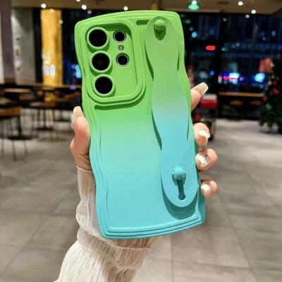 Funda de teléfono pulsera borde ondulado bicolor para Samsung Galaxy A73 A72 A52 A71 Foto 1 de 4