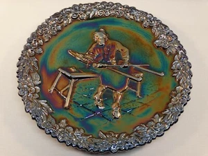 1970 FENTON AMYTHEST CARNIVAL GLASS PLATE #1 GLASS CRAFTSMAN OF NEW AMERICA - Picture 1 of 4