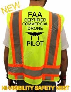 GIUBBOTTO DI SICUREZZA CERTIFICATO DRONE PILOTA ALTA VISIBILITÀ DESIGN NERO/LOGO M-XL - Foto 1 di 5