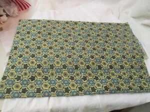 Vintage 1950's cotton Fabric turquoise olive green mustard - Picture 1 of 3