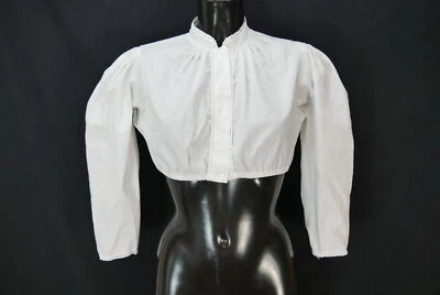 Gr.40 Dirndlbluse weiß Bluse für Dirndl Baumwolle mit Spitze B10601 - Bild 1 von 4