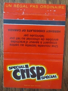 HERSHEY BARRA DE CHOCOLATE CRUJIENTE ESPECIAL MATCHBOOK CUBIERTA DE CERILLAS: SMITH FALLS ONTARIO D9 - Imagen 1 de 2