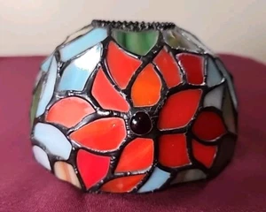 Ricambio paralume lampada vetro colorato vintage fatto a mano Poinsettia rosso - Foto 1 di 8