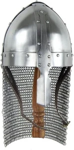 Medieval Norman Nasal Helmet With 9mm butted Chainmail 14G Steel Cosplay Helmet - Picture 1 of 3