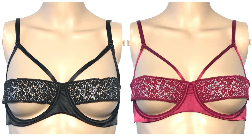 VICTORIAS SECRET LUXE LINGERIE STRAPPY STAR EMBELLISHEMENT BALCONET BRA NWT - Image 1 of 1