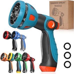 Garden Hose Spray Nozzle - 10 Adjustable Patterns Metal High Pressure Hose Nozzl - Picture 1 of 12