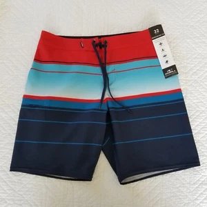 O'Neill Blue Red Hyperfreak Heat Stripe Unlined 8" Board Shorts Mens 32 - Picture 1 of 5