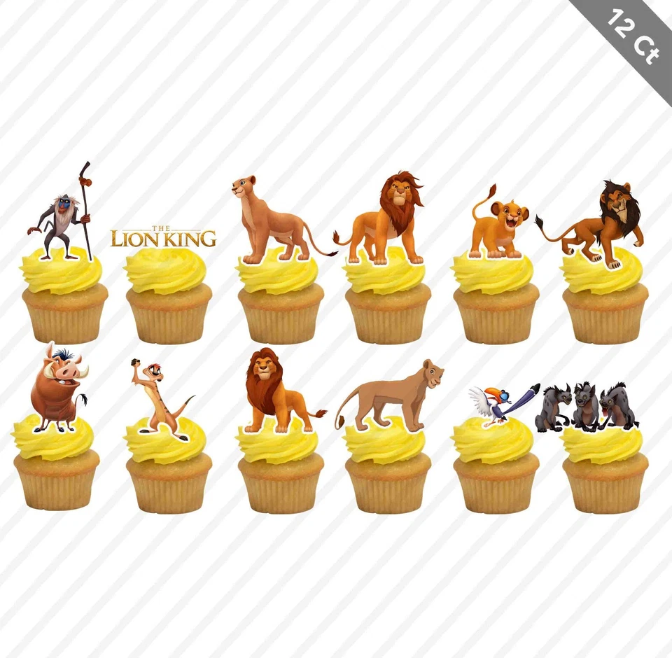 12 Lion King Cupcake Topper Pick Favor Party Birthday Animals  - Image 1 of 1