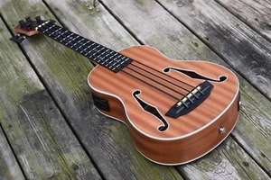 U-bass Ukulele 4 Thundergut Black Strings Sapele Wood Bass - Picture 1 of 14