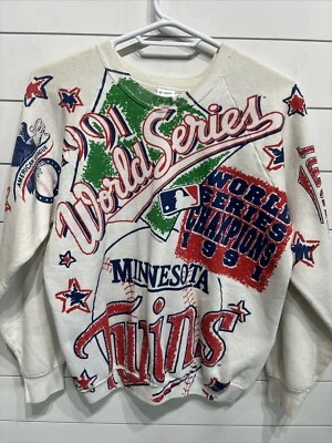 Vtg 1991 World Series Champs MLB Baseball Minnesota Twins Sweatshirt MENS XL - Image 1 of 4