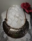 Necklace Gold Tone Hammered Panel Chunky Bib Collarbone Mesh Chain Vintage