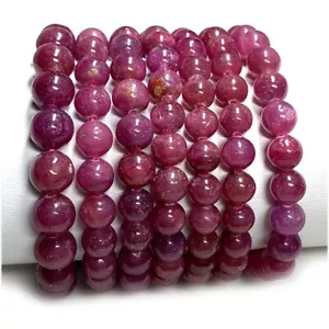 Bracciale vero naturale originale viola rosso rubino bracciali rotondi perline sfuse - Foto 1 di 11