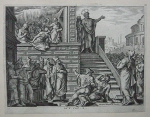 Pedro predicando en Jerusalén María Santa Grabado fantasma según Heemskerck alrededor de 1650 - Imagen 1 de 8