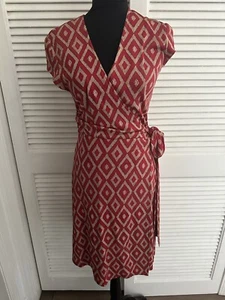 DVF Diane Von Furstenberg Silk Wrap Dress Mid Century Retro Geometric Print 6 - Picture 1 of 4