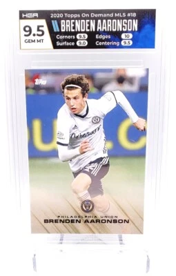 Brenden Aaronson 18 Union - 2020 Topps MLS Playoffs Base Card - 9.5 HGA 4IY - Image 1 of 3