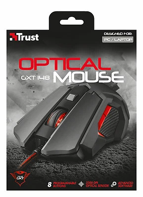TRUST 21197 GXT148 ORNA ILLUMINATED 8 PROGRAMMABLE BUTTON 3200DPI GAMING MOUSE - Image 1 of 4