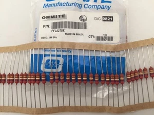(10 pcs) PF2J270K Ohmite, 2 Watt 270K Ohm 5%, Metal Film Resistor (Axial) - Picture 1 of 1