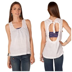 CP Shades Luz Backless Tank White Sleeveless Top Shirt Linen Tie back Handmade - Picture 1 of 6